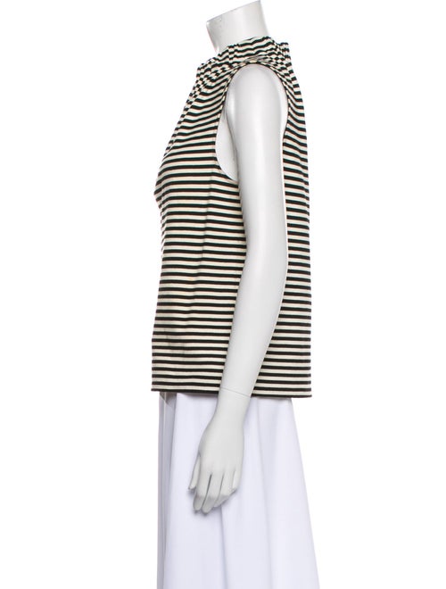 Tibi Striped Mock Neck Top