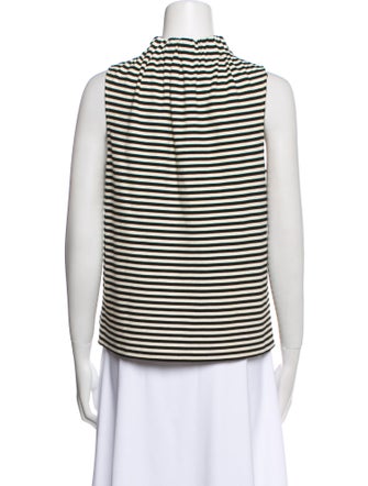 Tibi Striped Mock Neck Top