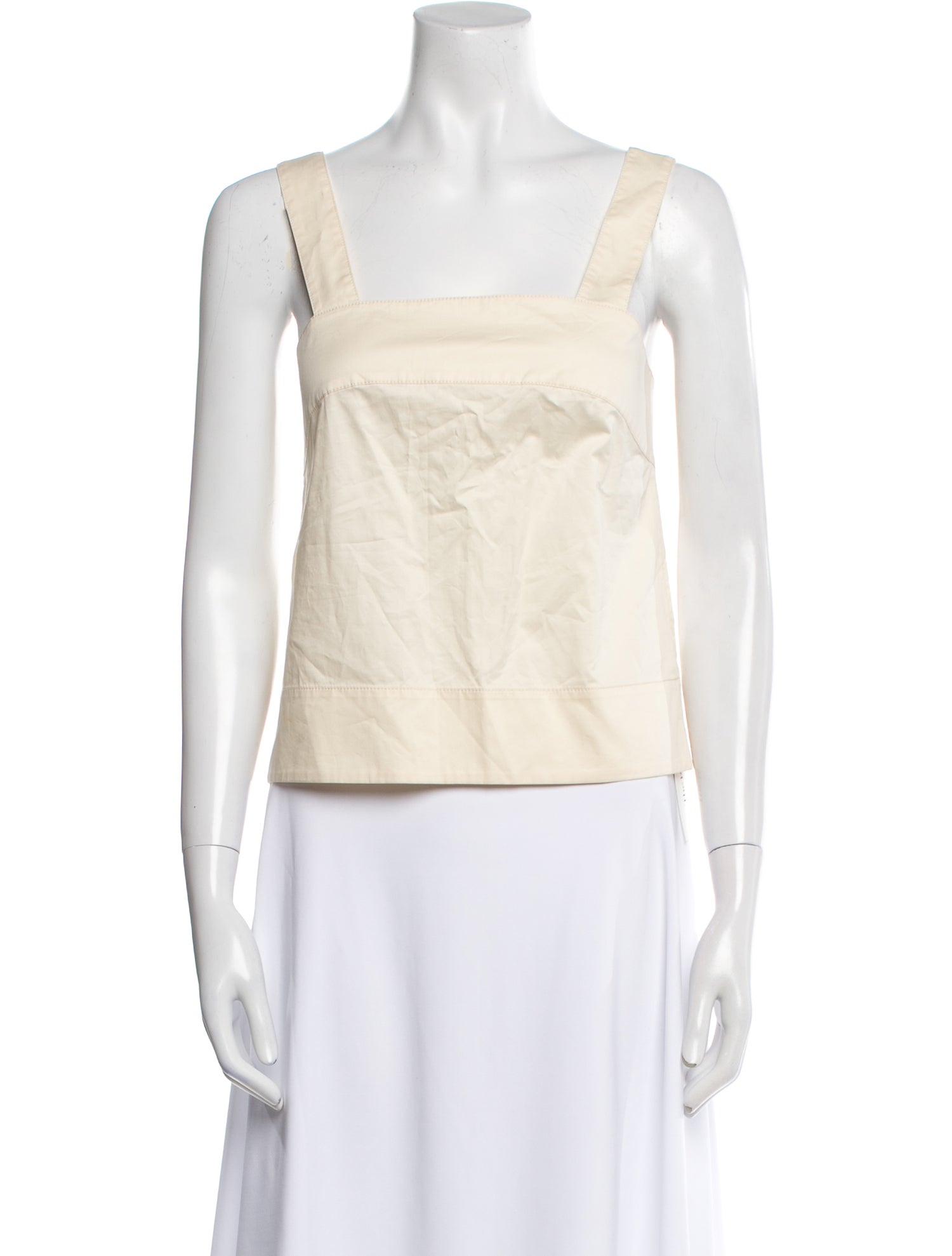 Tibi Square Neckline Sleeveless Crop Top