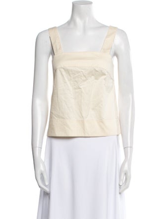 Tibi Square Neckline Sleeveless Crop Top