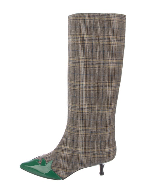 Tibi Tweed Houndstooth Print Boots