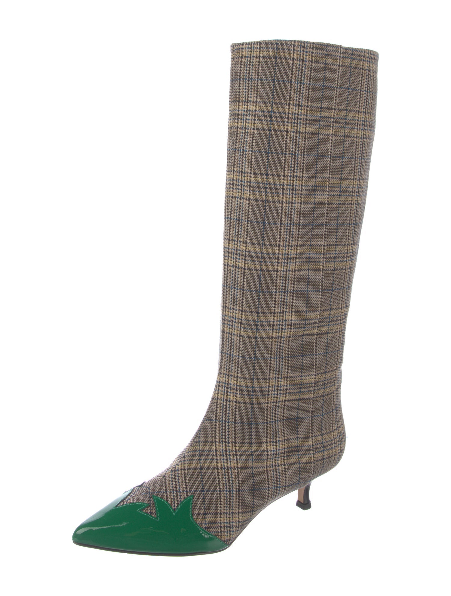 Tibi Tweed Houndstooth Print Boots