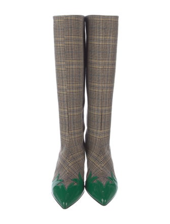 Tibi Tweed Houndstooth Print Boots