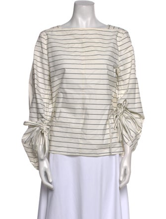 Tibi Striped Bateau Neckline Blouse