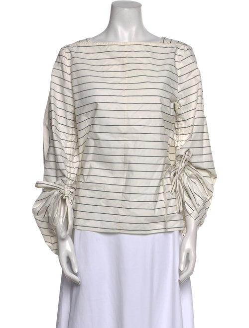 Tibi Striped Bateau Neckline Blouse