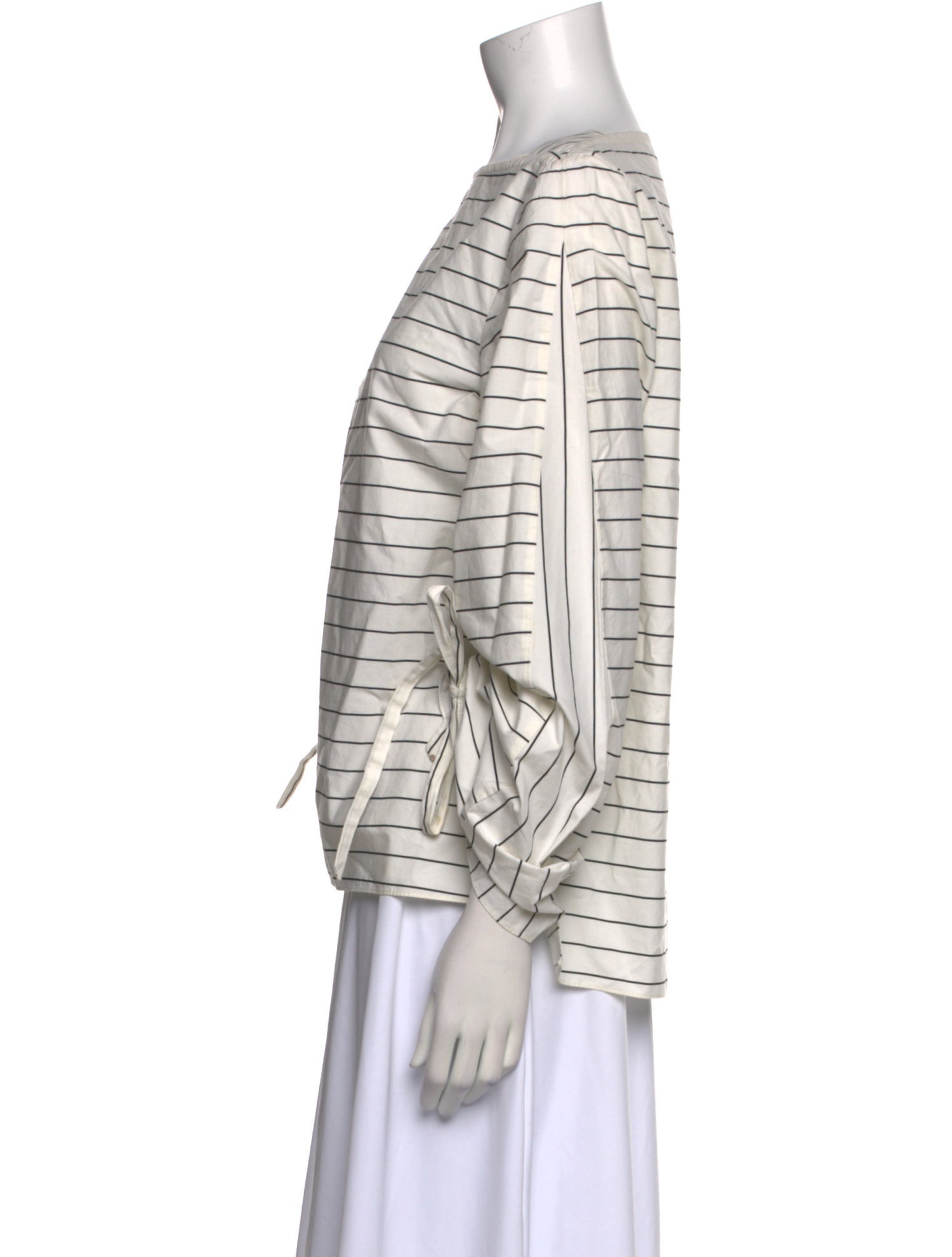 Tibi Striped Bateau Neckline Blouse