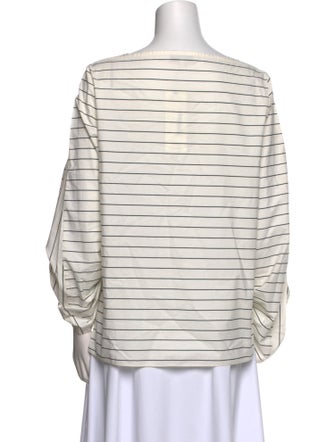 Tibi Striped Bateau Neckline Blouse