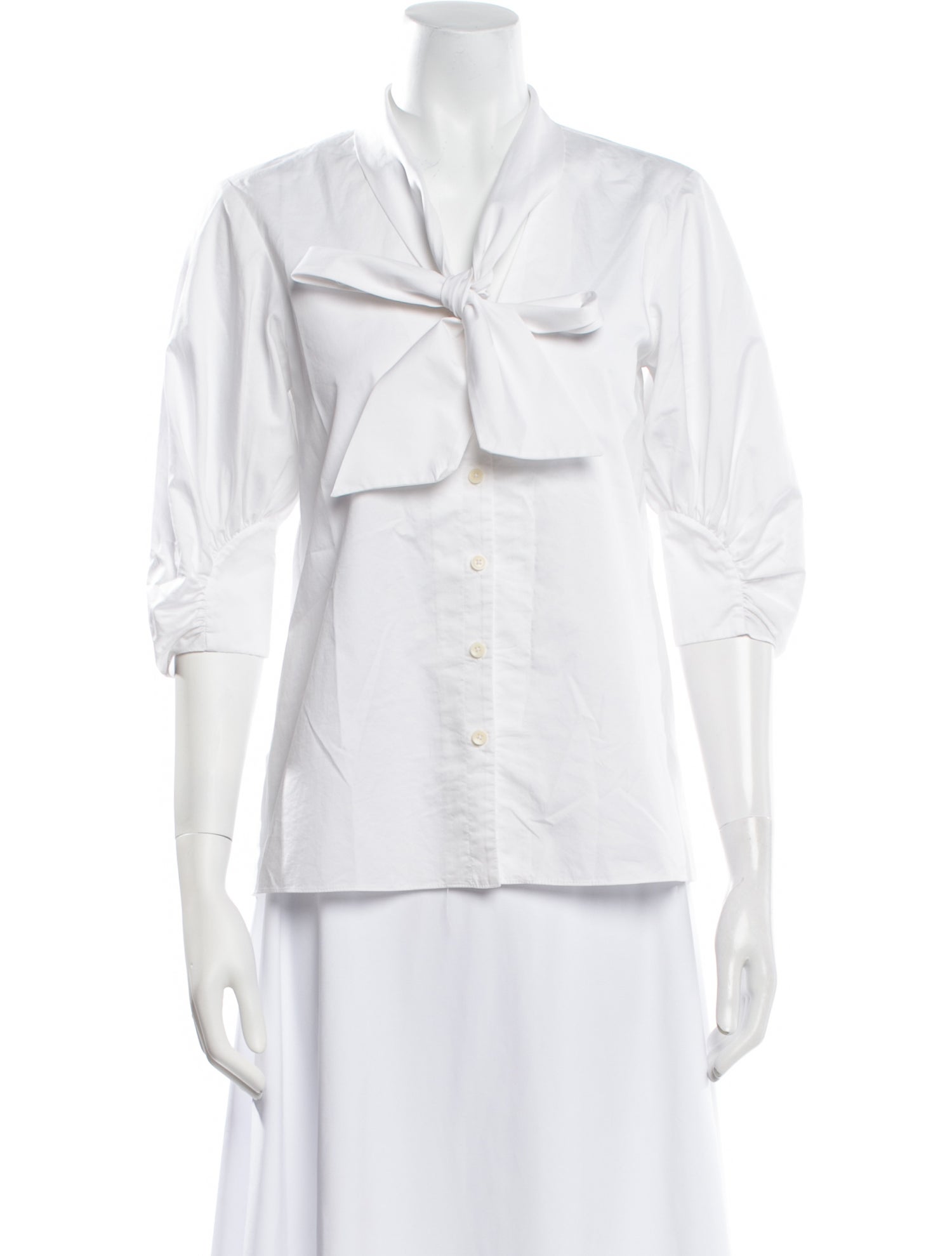 Tibi V-Neck Three-Quarter Sleeve Button-Up Top