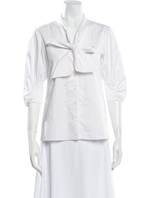 Tibi V-Neck Three-Quarter Sleeve Button-Up Top