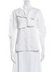 Tibi V-Neck Three-Quarter Sleeve Button-Up Top