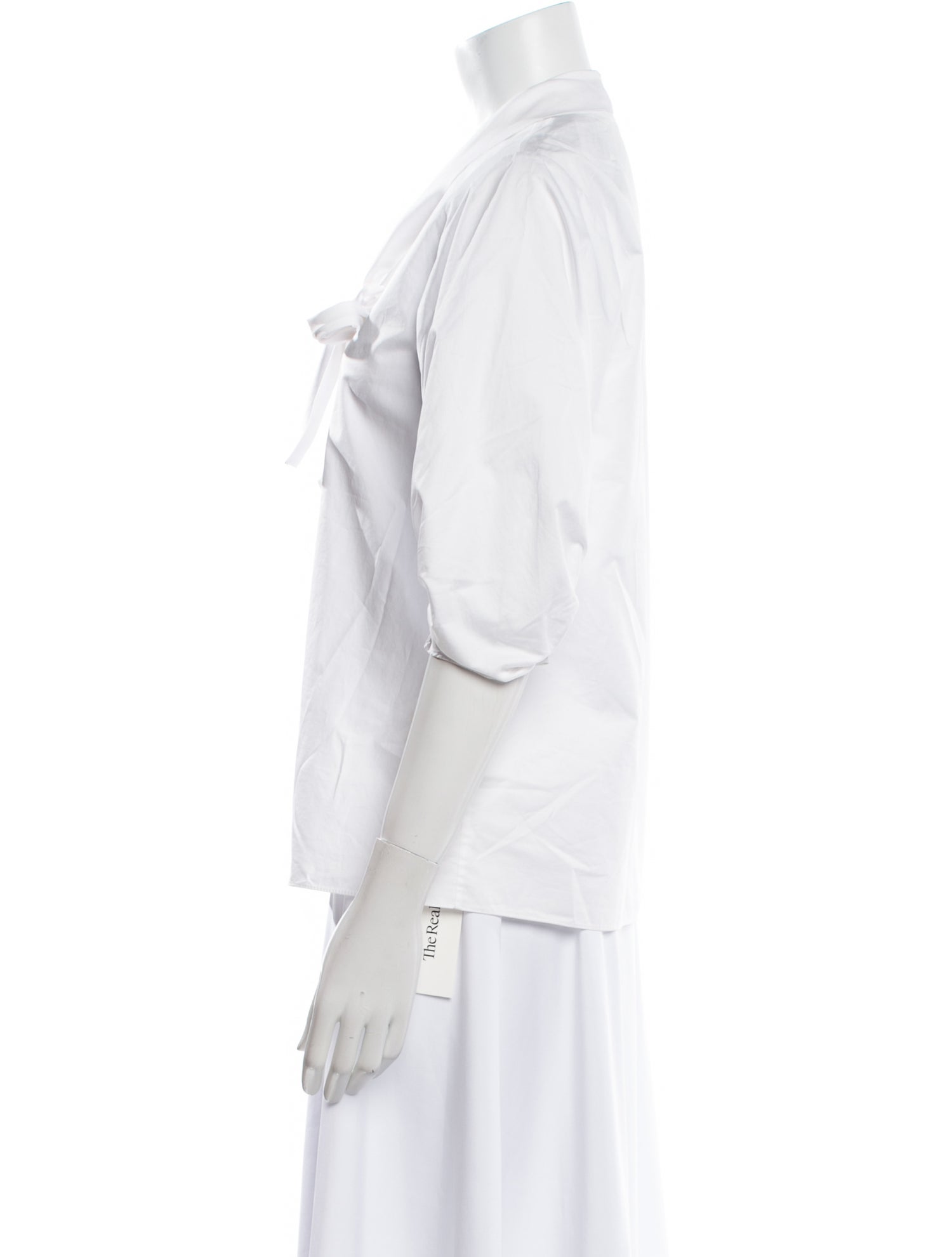 Tibi V-Neck Three-Quarter Sleeve Button-Up Top