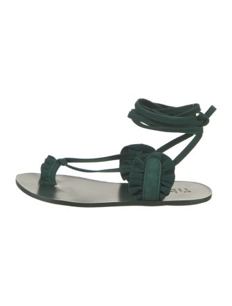 Tibi Suede Ruffle Embellishment Sandals