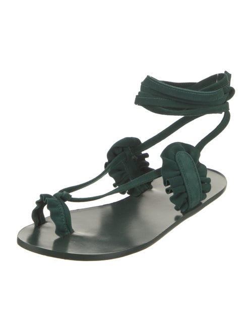 Tibi Suede Ruffle Embellishment Sandals