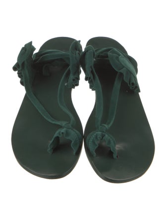 Tibi Suede Ruffle Embellishment Sandals