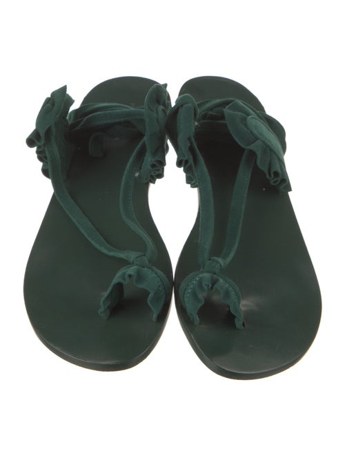 Tibi Suede Ruffle Embellishment Sandals