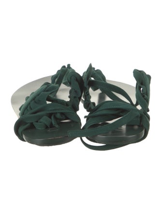 Tibi Suede Ruffle Embellishment Sandals