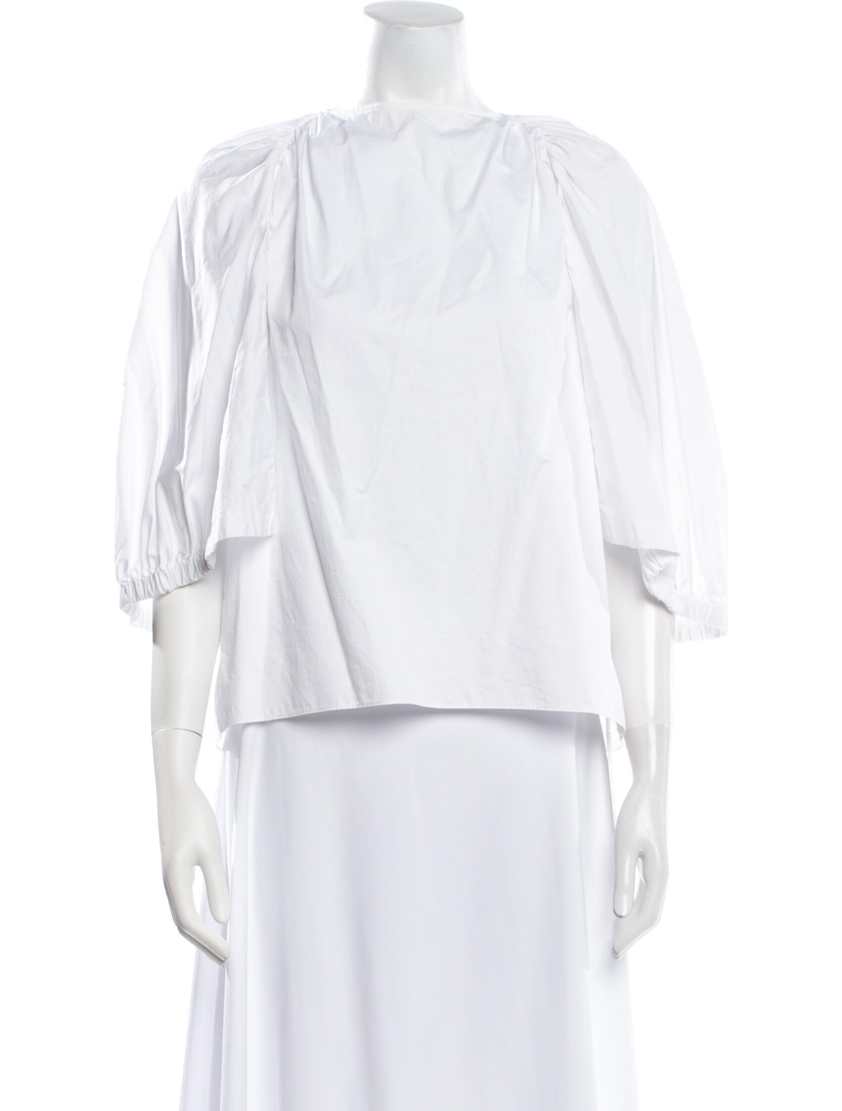 Tibi Bateau Neckline Three-Quarter Sleeve Blouse