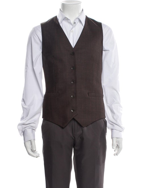 Tibi Virgin Wool Plaid Print Vest