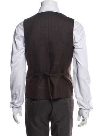 Tibi Virgin Wool Plaid Print Vest