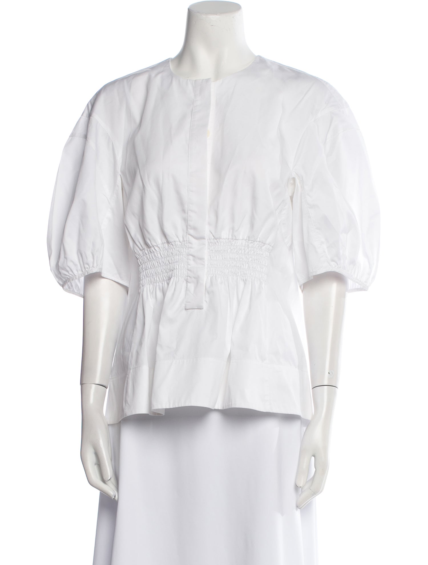 Tibi Crew Neck Three-Quarter Sleeve Blouse