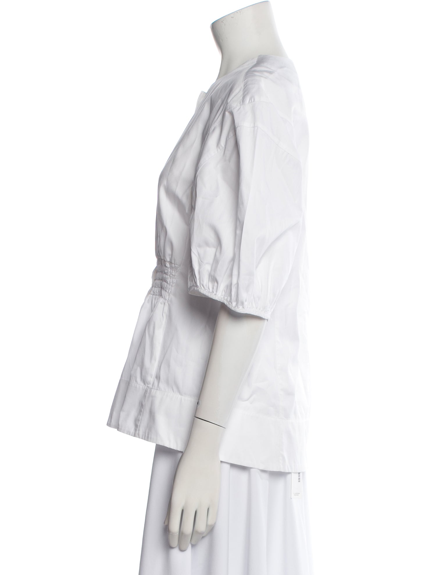 Tibi Crew Neck Three-Quarter Sleeve Blouse