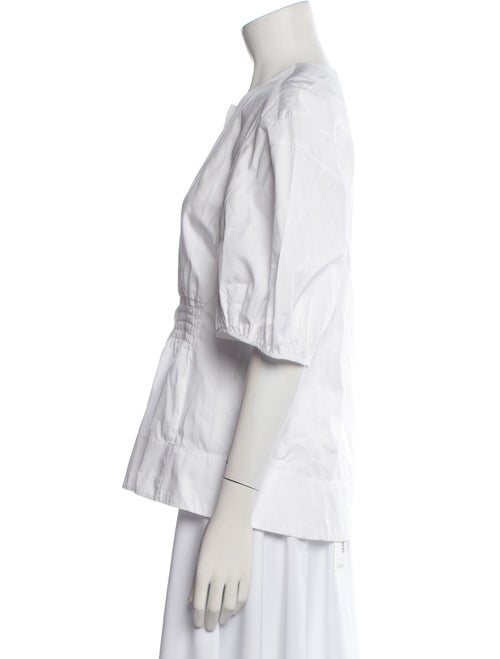 Tibi Crew Neck Three-Quarter Sleeve Blouse
