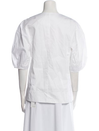 Tibi Crew Neck Three-Quarter Sleeve Blouse