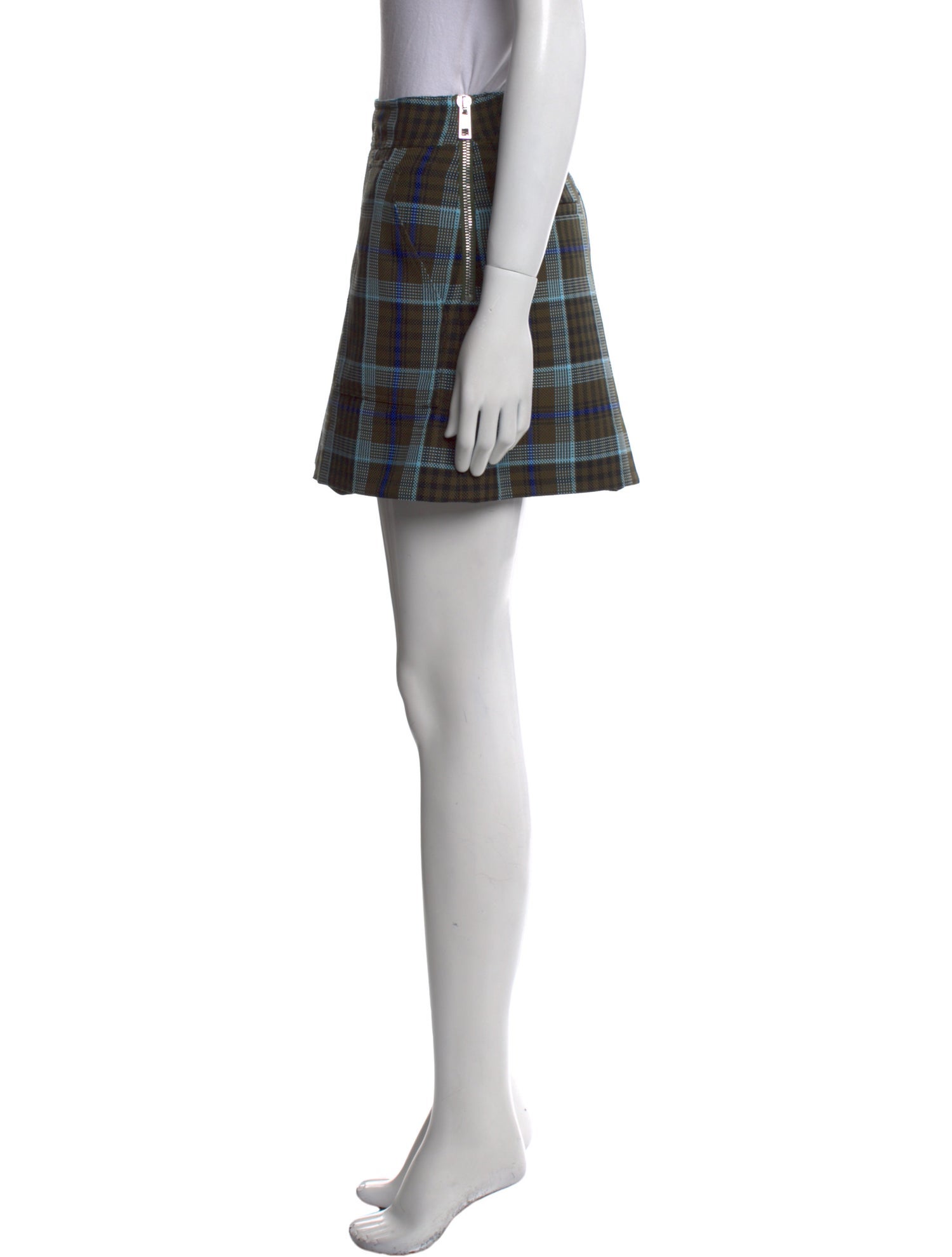 Tibi Plaid Print Mini Shorts