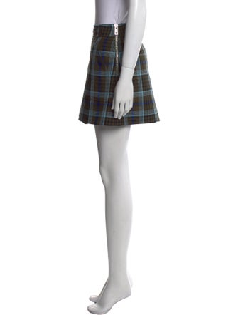 Tibi Plaid Print Mini Shorts