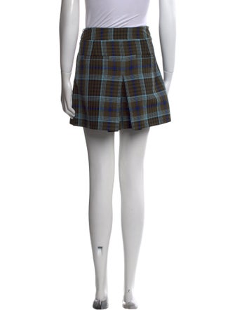 Tibi Plaid Print Mini Shorts