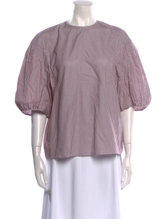 Tibi Striped Crew Neck Blouse