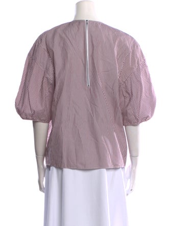 Tibi Striped Crew Neck Blouse