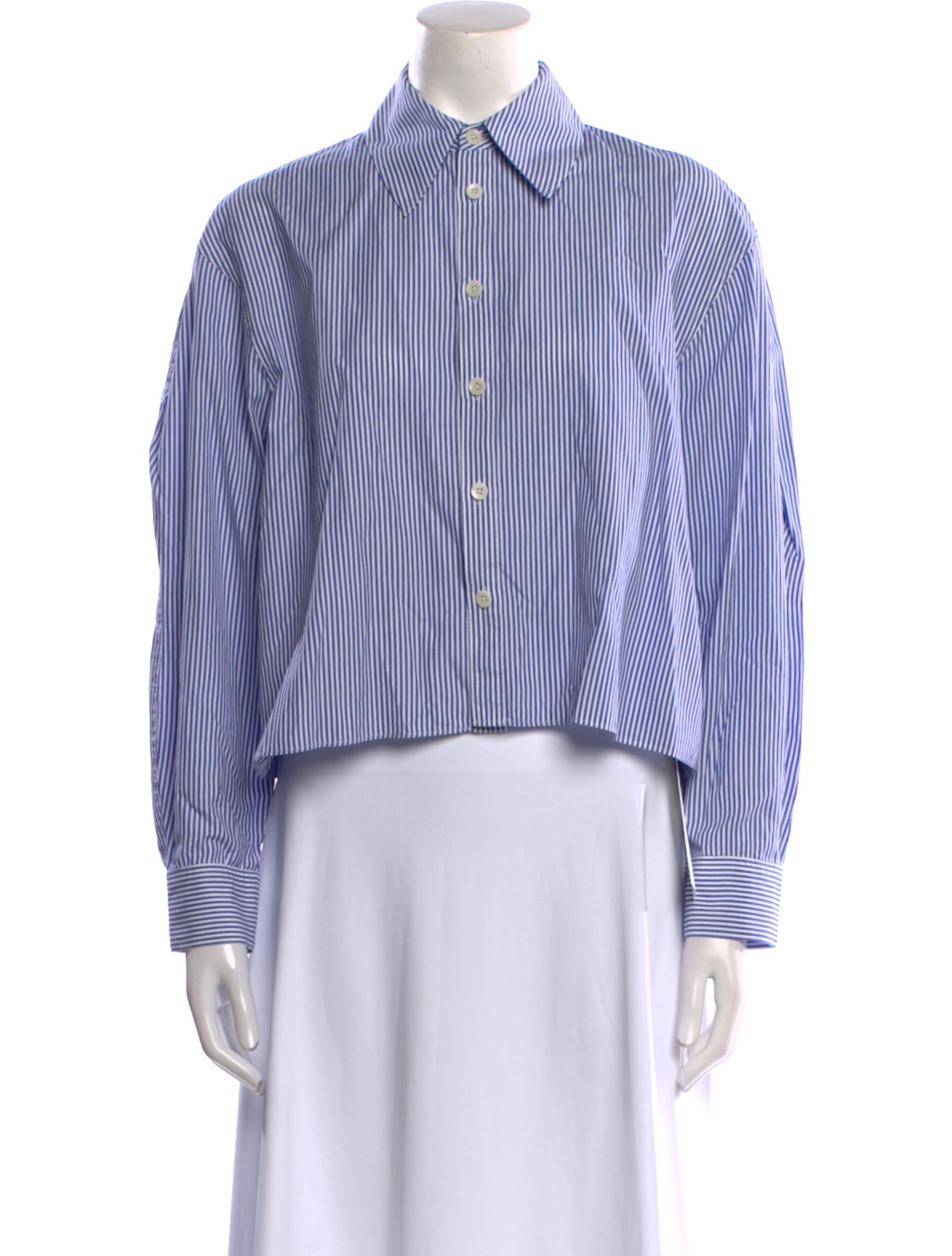 Tibi Striped Long Sleeve Button-Up Top