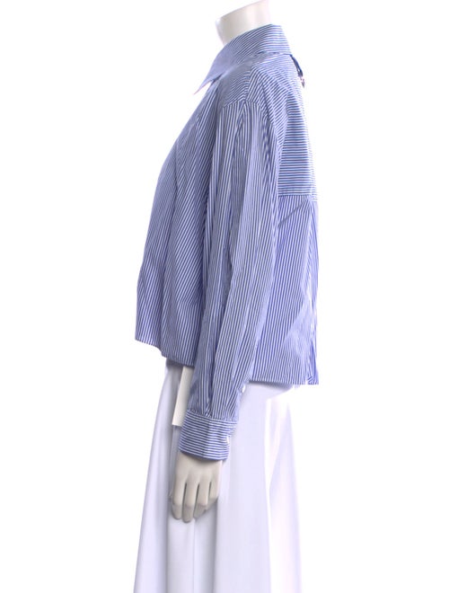 Tibi Striped Long Sleeve Button-Up Top