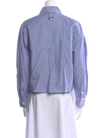 Tibi Striped Long Sleeve Button-Up Top