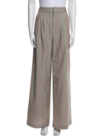 Tibi Plaid Print Wide Leg Pants