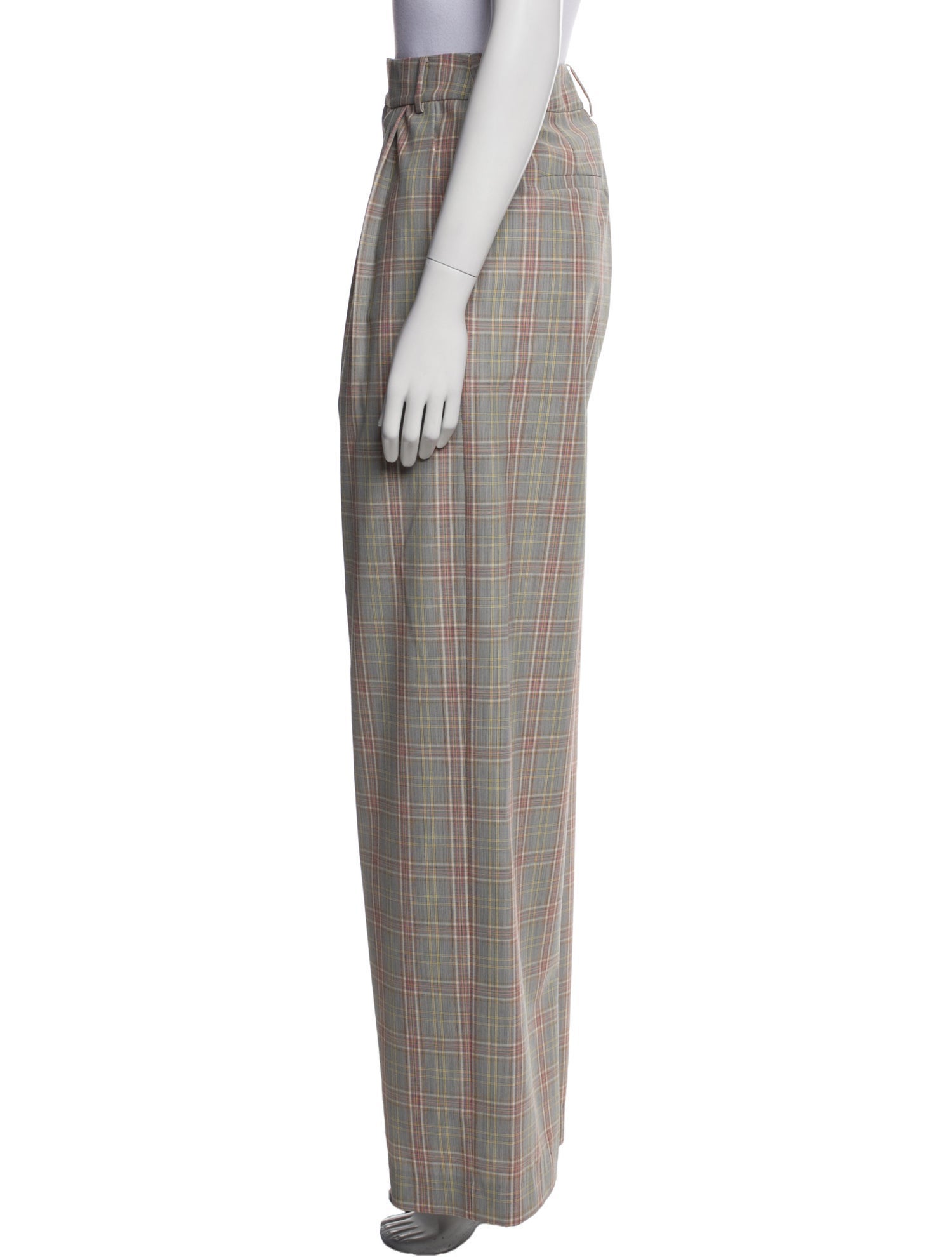 Tibi Plaid Print Wide Leg Pants