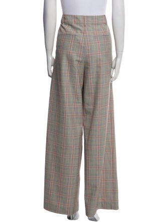 Tibi Plaid Print Wide Leg Pants