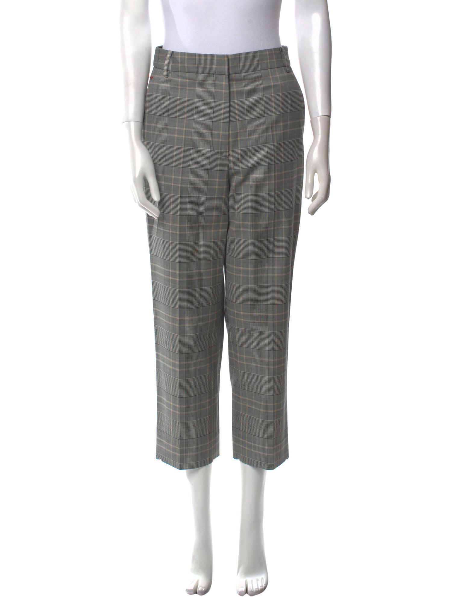 Tibi Plaid Print Straight Leg Pants