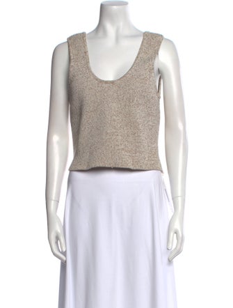 Tibi Scoop Neck Sleeveless Crop Top