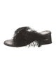 Tibi Leather Feather Trim Slides