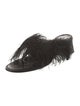Tibi Leather Feather Trim Slides