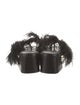 Tibi Leather Feather Trim Slides