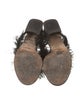 Tibi Leather Feather Trim Slides