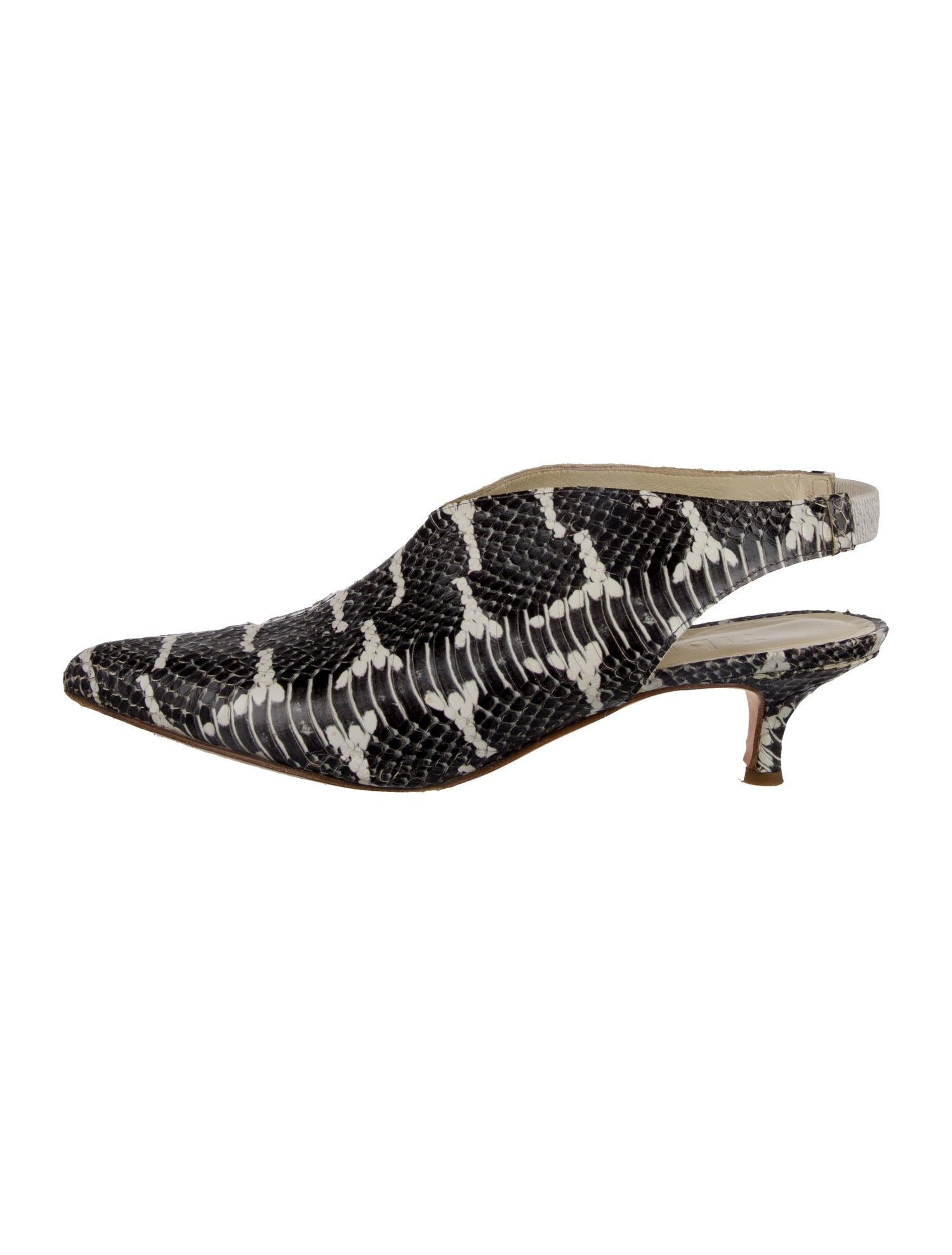 Tibi Snakeskin Animal Print Slingback Pumps