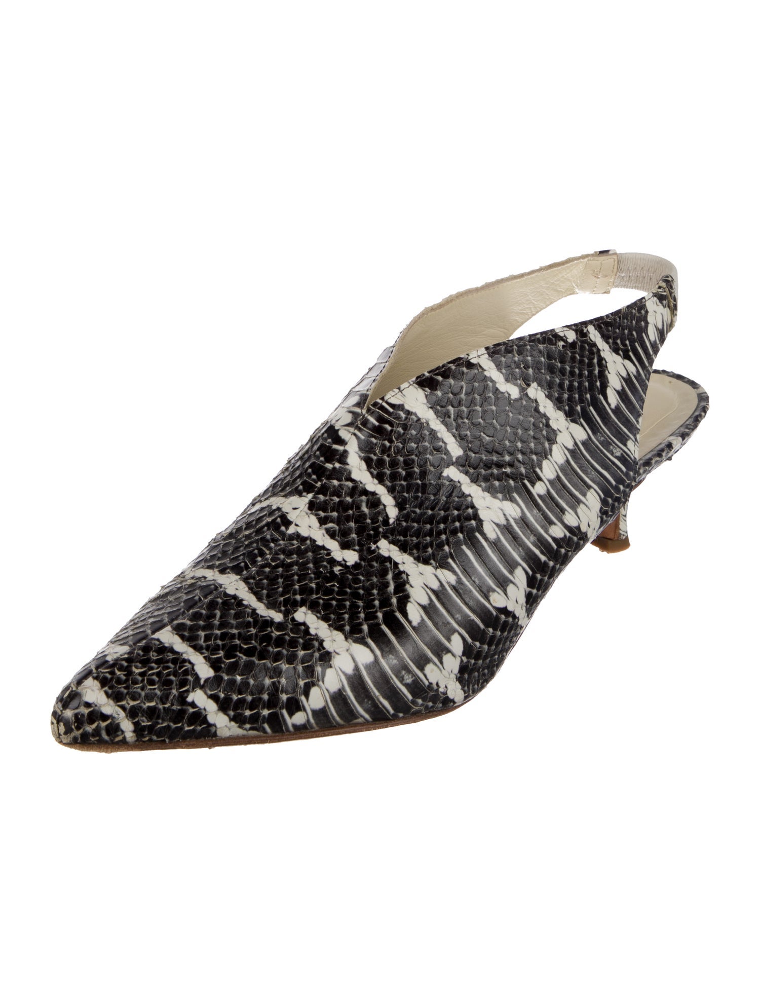 Tibi Snakeskin Animal Print Slingback Pumps