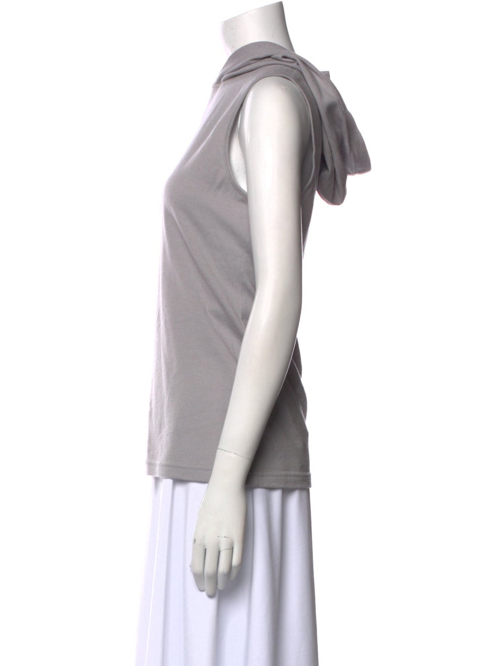 Tibi Wool Sweatshirt Grey Sleeveless with Cowl Ne… - image 2