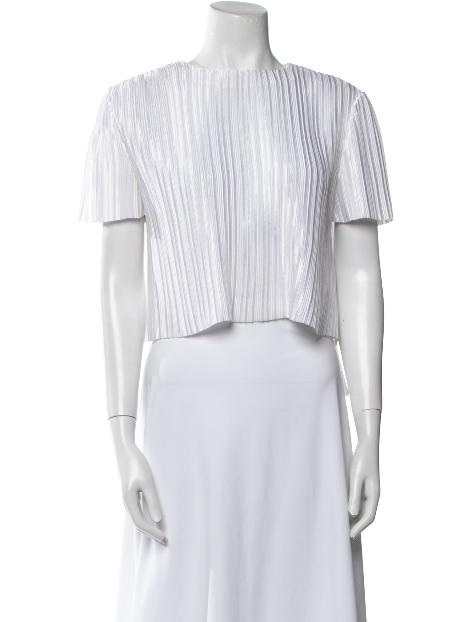Tibi Striped Bateau Neckline Crop Top
