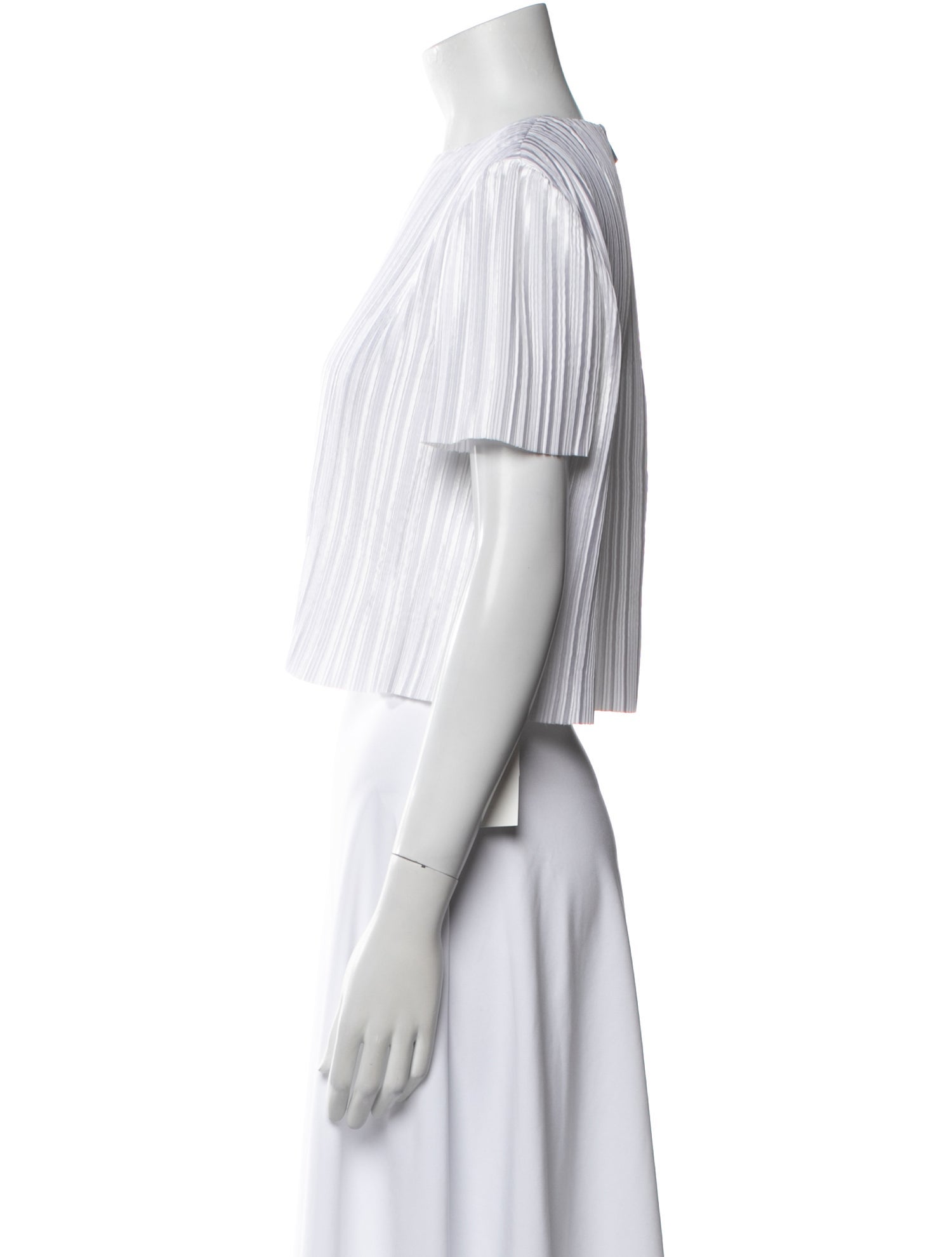 Tibi Striped Bateau Neckline Crop Top