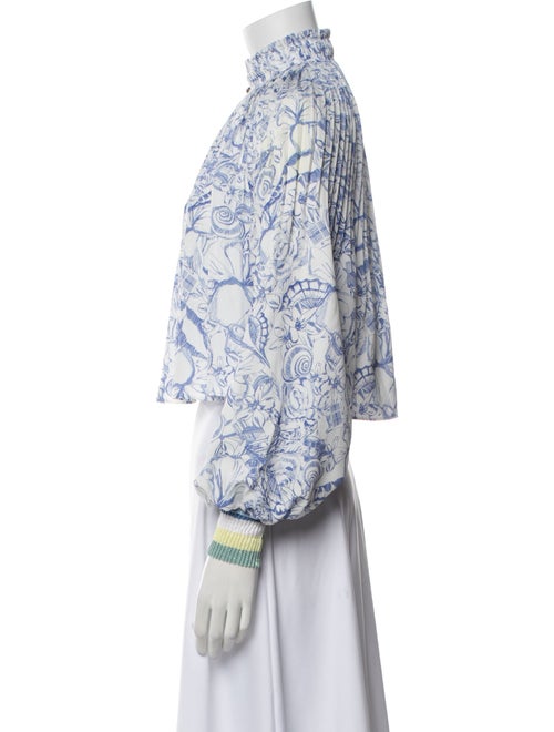 Tibi Floral Print Mock Neck Crop Top